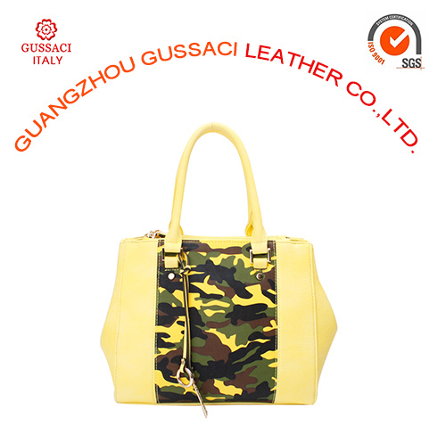 Latest Design Mustard Camouflage Nylon Front Tote Bag