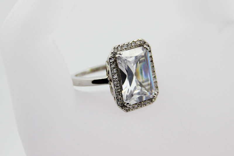 White Square Crystal Diamond Copper Jewelry Ring (NJB_0101)