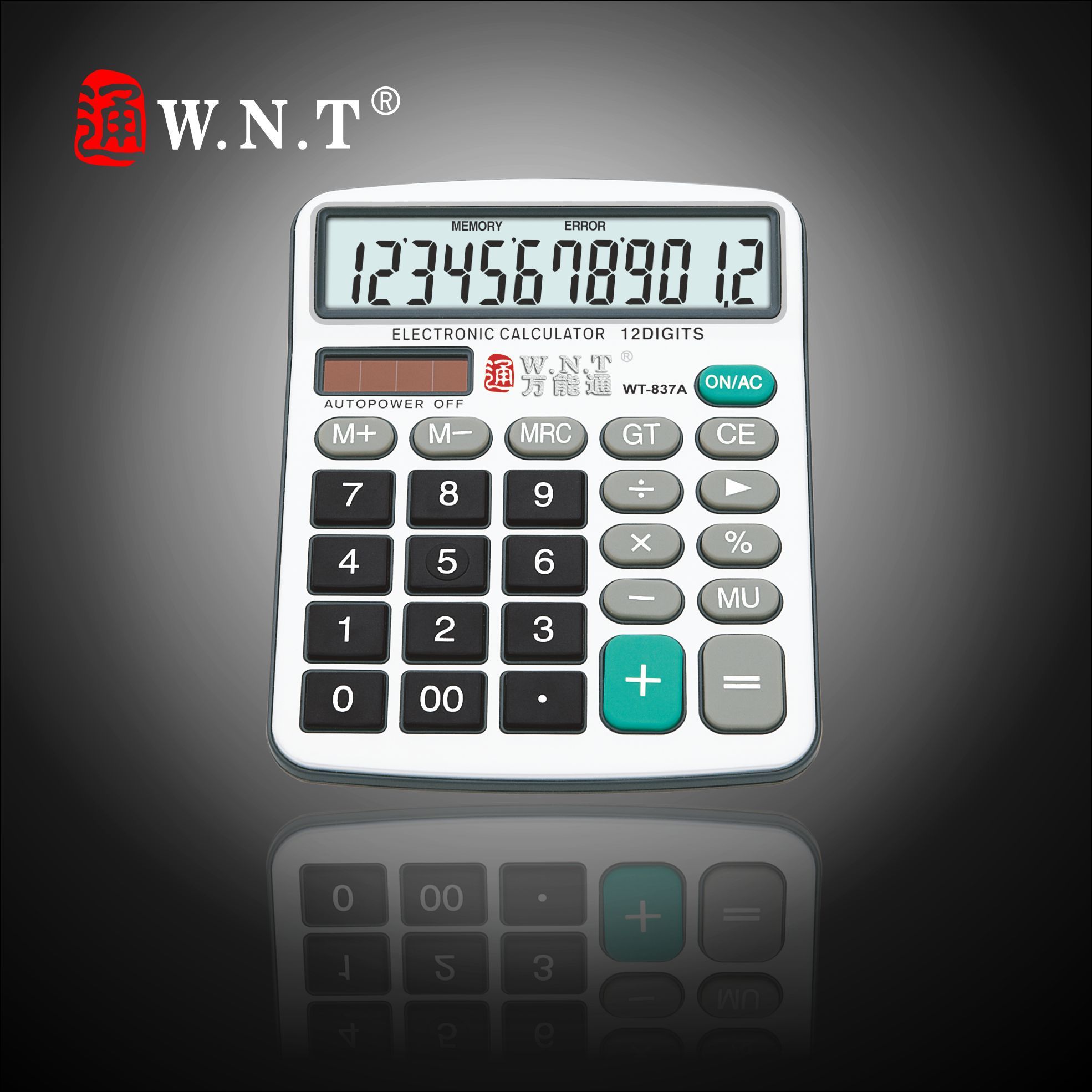 12 Digits Dual Power Desktop Calculator with Solar Power (WT-837, WT-837A, WT-837N)