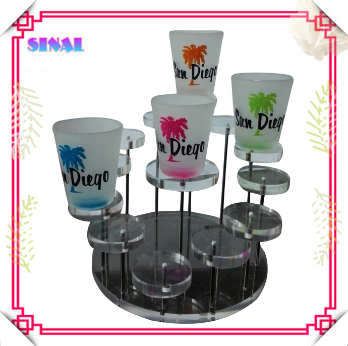 Frosted Shot Glass for Promotion Souvenirs with Display Stand