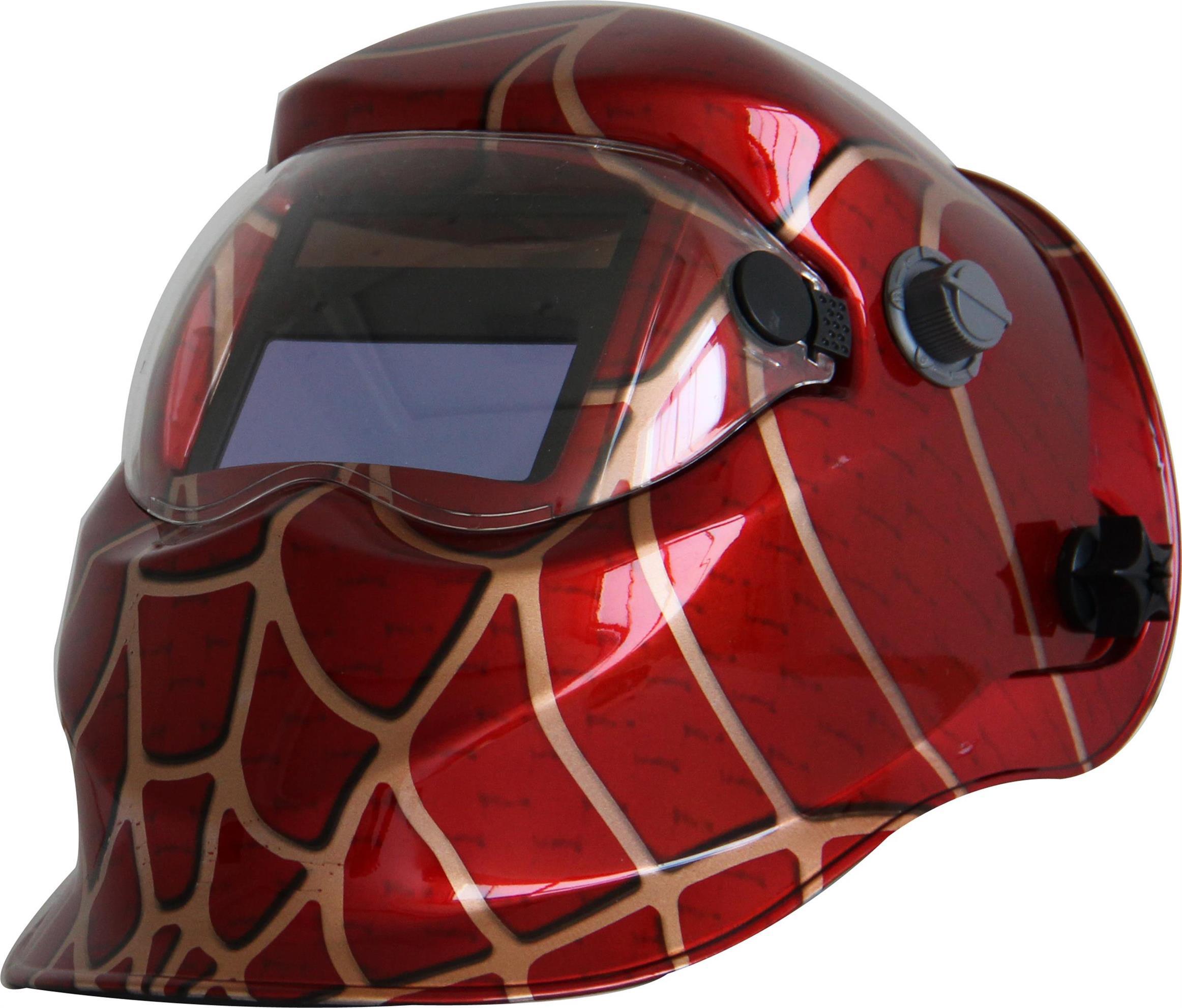 Red Web Solar Power Auto Darken Welding Helmet