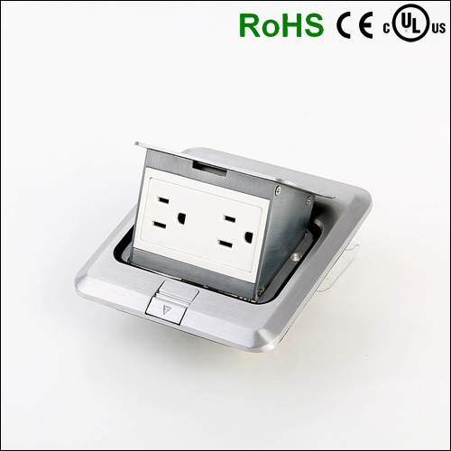 Aluminum Pop up Type IP44 Waterproof Floor Socket with 15A UL Receptacle