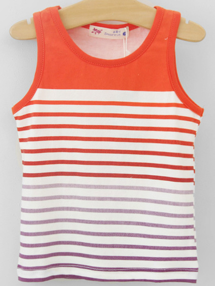 Boy's Sleeveless Stripe Cotton T-Shirt (T-A-008)