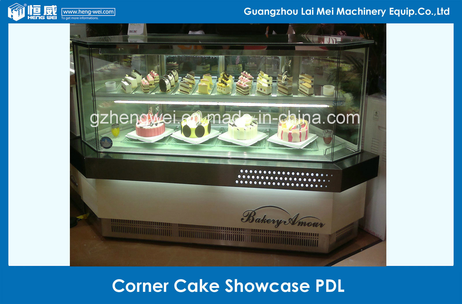 Double Layer Glass Corner Pastry Showcase