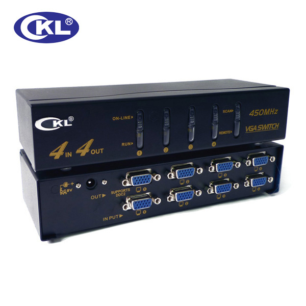 High Qualtiy 450MHz Remotecontrol 4 in 4 out VGA Switch
