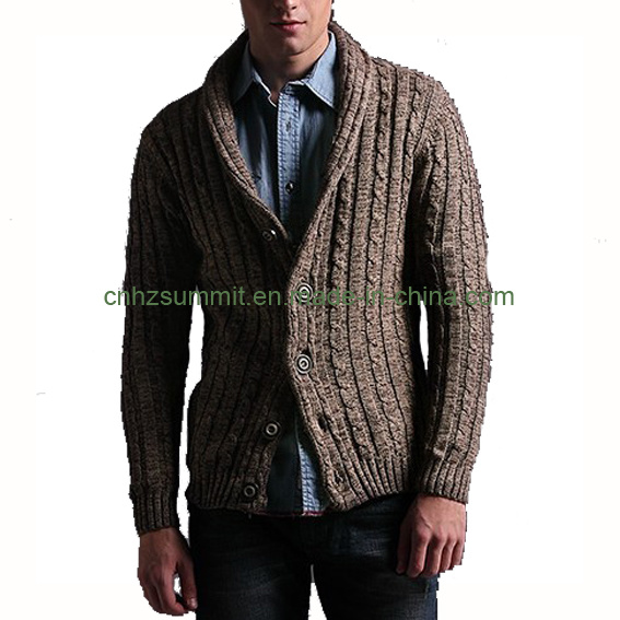 Men's Fashional Knitting Apparel Jacquard Knit Cardigan Sweater (SM-13024)