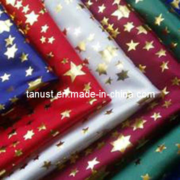 Polyester Twist Satin Fabric with Gold Foil