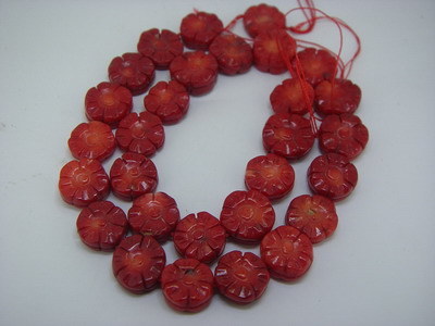Red Coral Carved Flower (SFC1046)