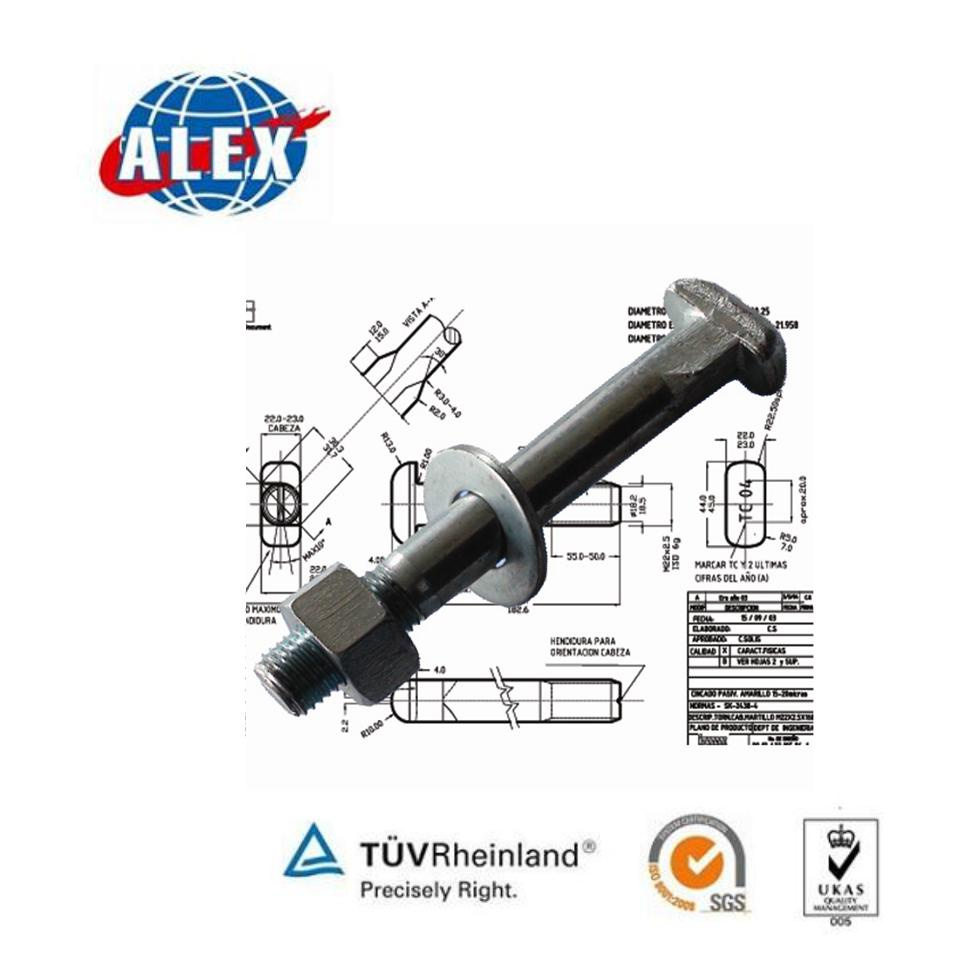 T Bolt with Nuts & Washers for Railroad Track Construction