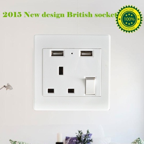 British Plug USB Wall Socket with LED Switch