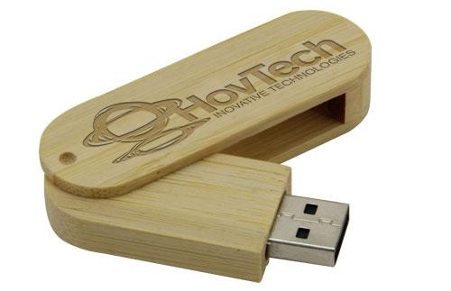 Natural Bamboo Swivel Style USB Flash Drive Flash Disk