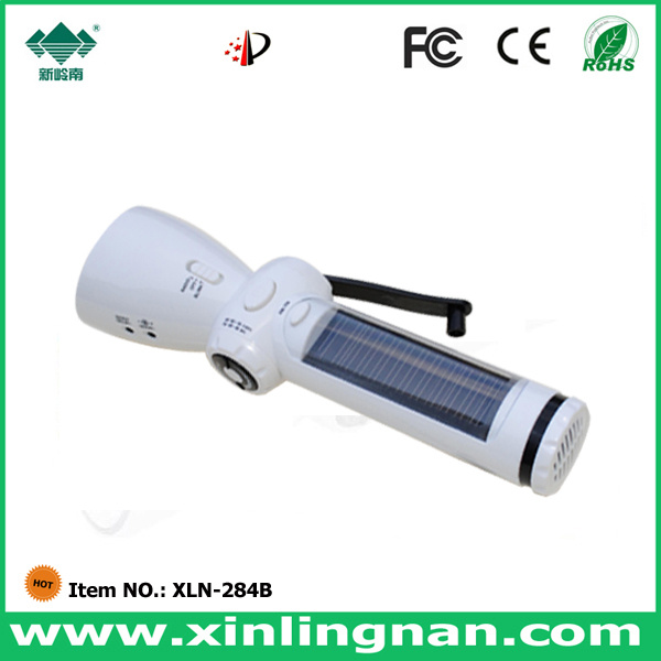 Crank Dynamo & Solar Flashlight with AM&FM Radio and Mobilephone Charger