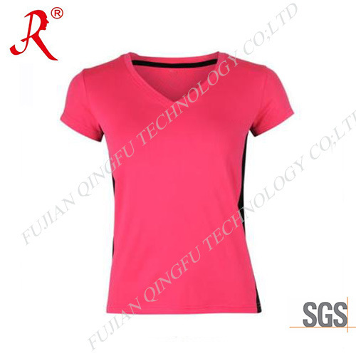 Breathable and Comfortable Ladies Short Sleeve Run T Shirt (QF-S167)