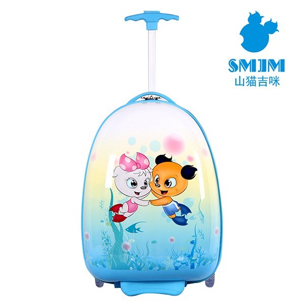 Blue Smjm Oval Shape Small Trolley Case, Kids Trolley Bags, Small Luggage