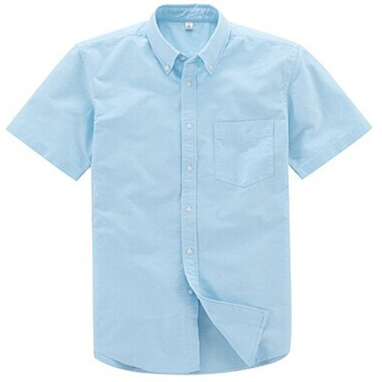 Mens Short Sleeves Casual Fashion CVC Oxford Shirt (WXM175S)