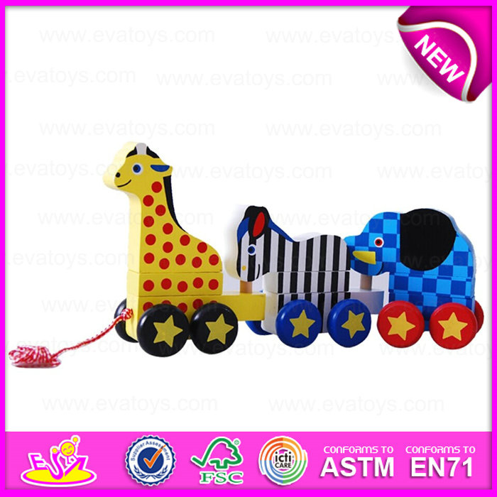 2015 Newest Promotional Item Cartoon Wood Drag Toy, Kids Funny Animal Style Pull String Toy, Cartoon Wooden Scrat Pull Toy W05b076