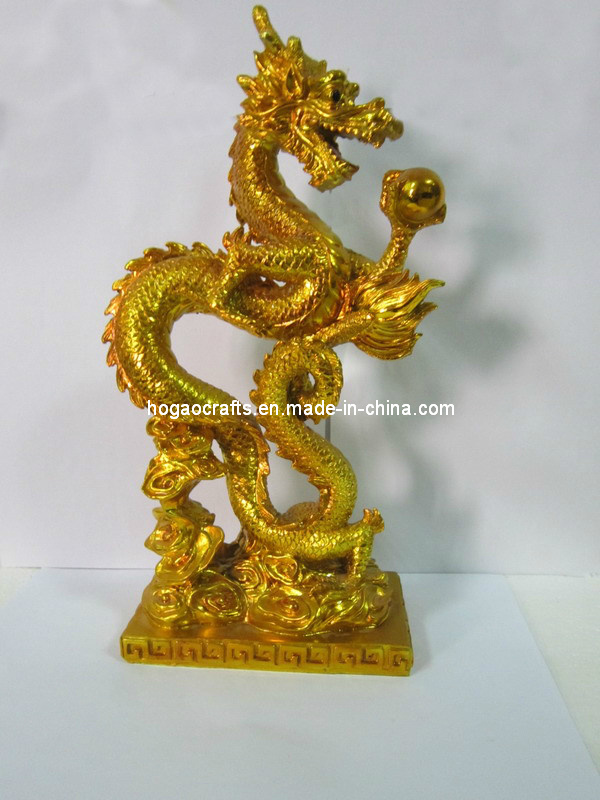 Polyreisn Resin Electroplated Golden Chinese Dragon