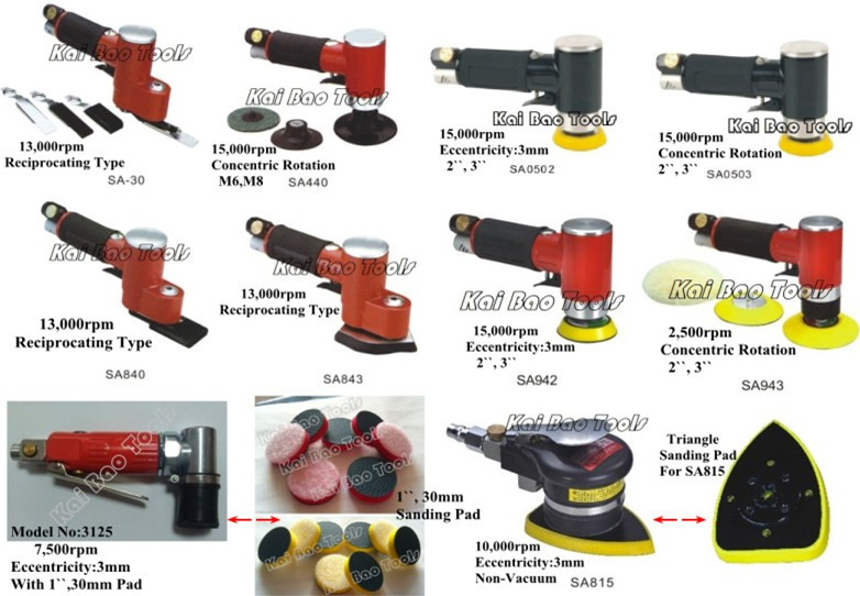 Pneumatic Air Polisher 1inch 2inch 3inch Sander 90degree Vertical Right Angle Sander Buffing Machine Pneumatic Power Tools Eccentric / Concentric Sanding Finish