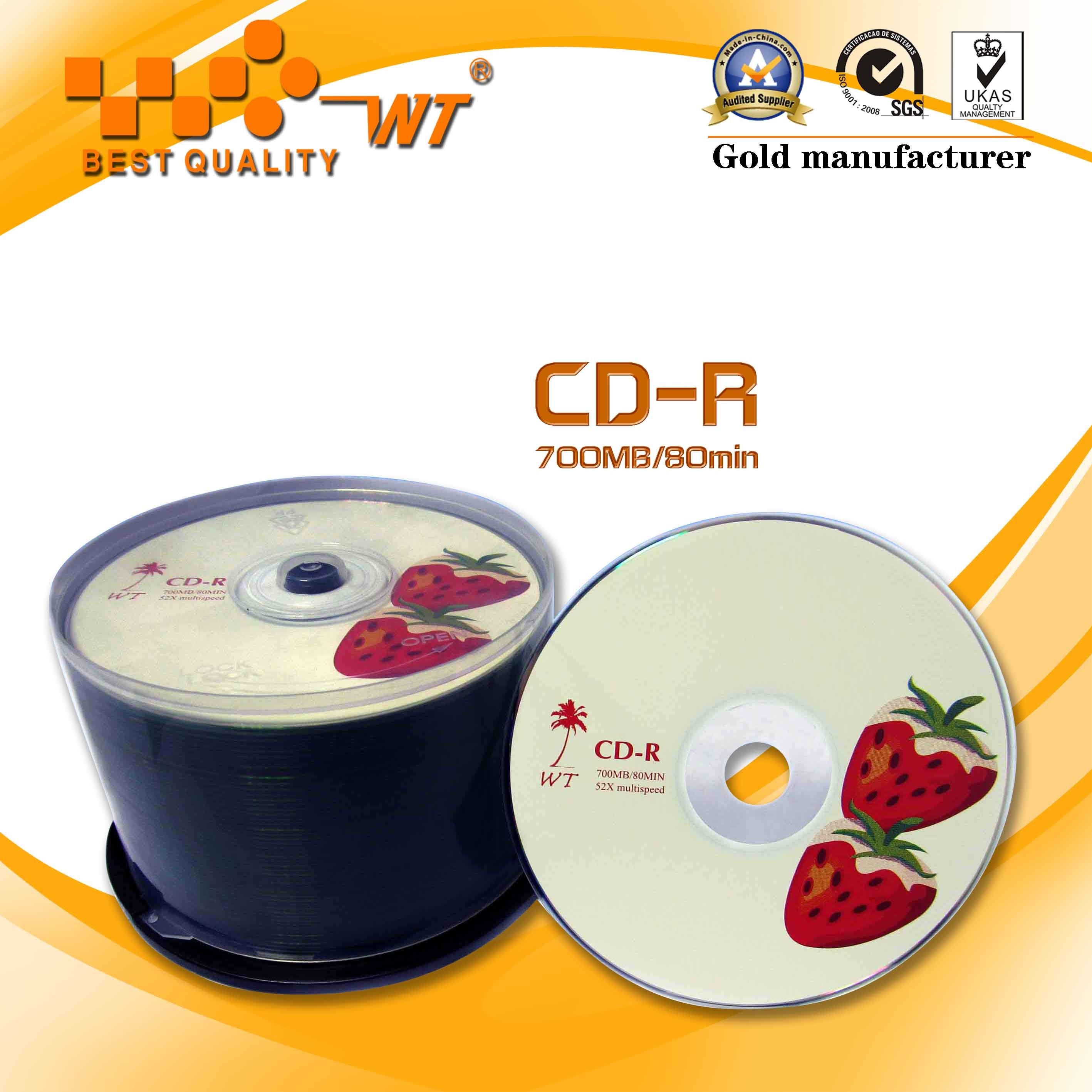 Blank CD-R 52X/700MB (50PCS/cake box with side label) (WT)