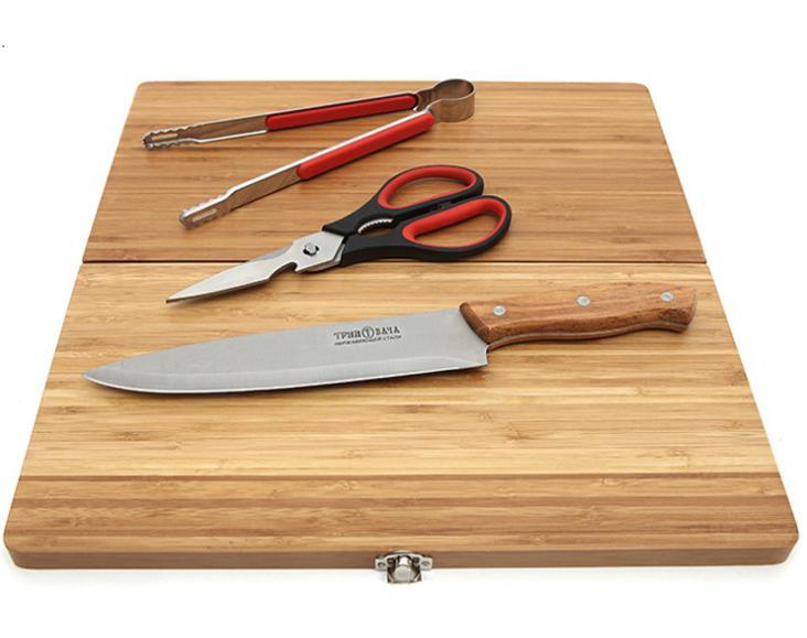Travel BBQ Tool Set with Bamboo Cutting Board