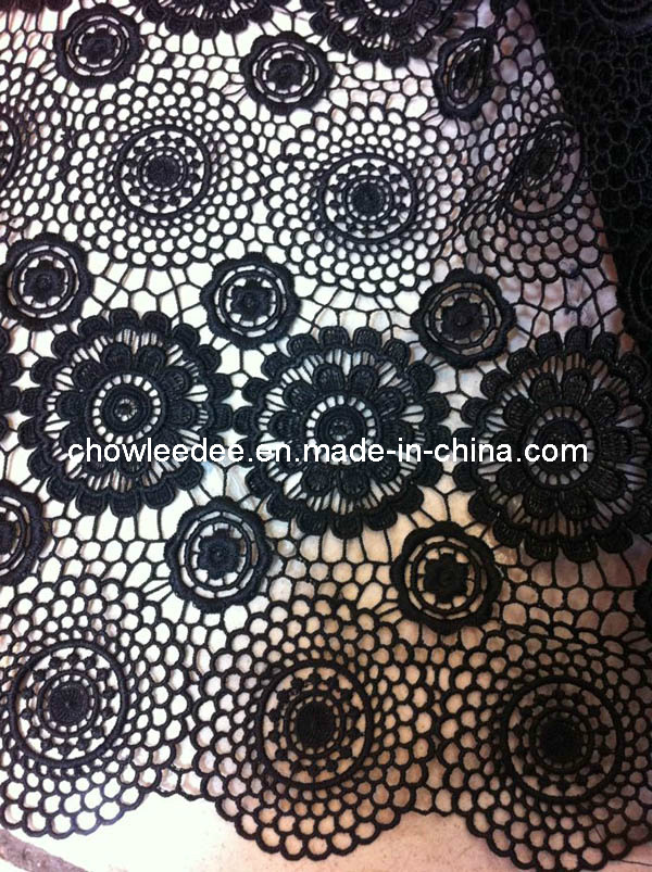 Fashion Design African French Lace Fabric for Dress Cl725-1 Black