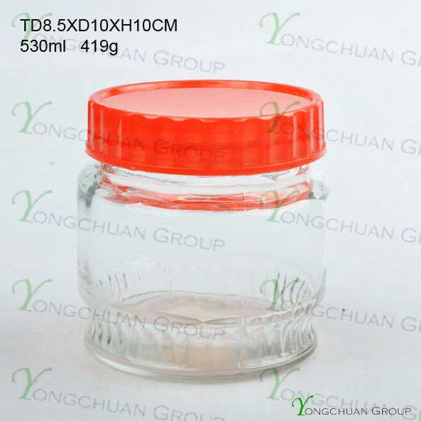 Cheapest Glass Container Big Qty Cheaper with Red Plastic Lid