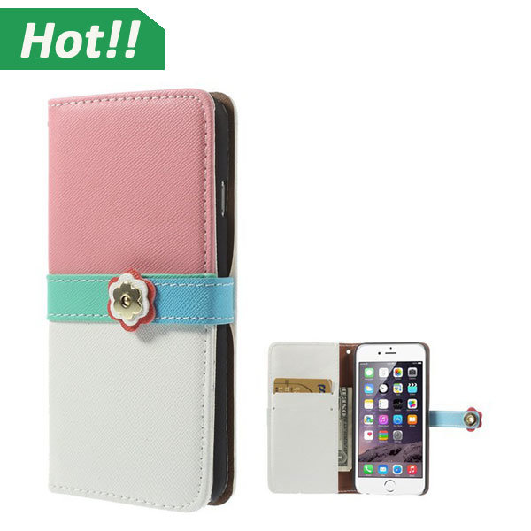 2015 Button Magnetic Flip Leather Cover Wallet Case for iPhone 6 Best Quality Retail and Wholesale