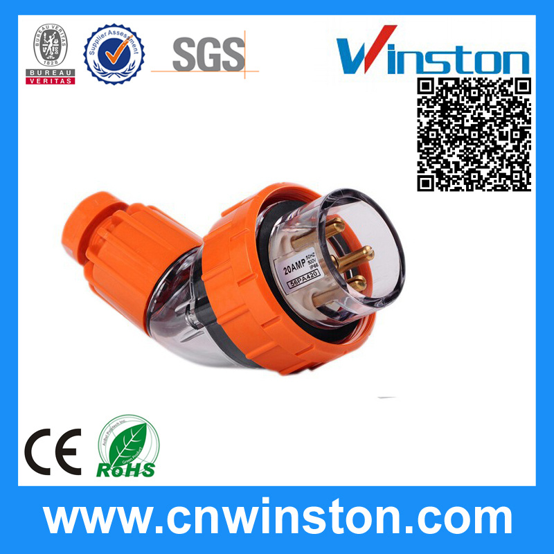 Three Phase 4 Round Ping Waterproof Angled Plug with CE