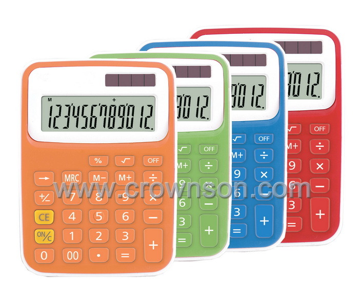 12 Digits Orange Color Calculator, 12 Digits Medium Desktop Calculator Ab-7702b