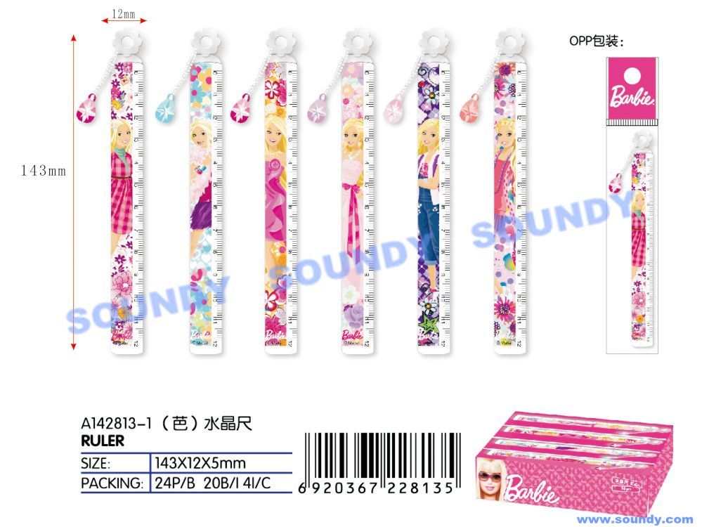 Barbie 12cm Crystal Ruler (A142813-1, stationery)