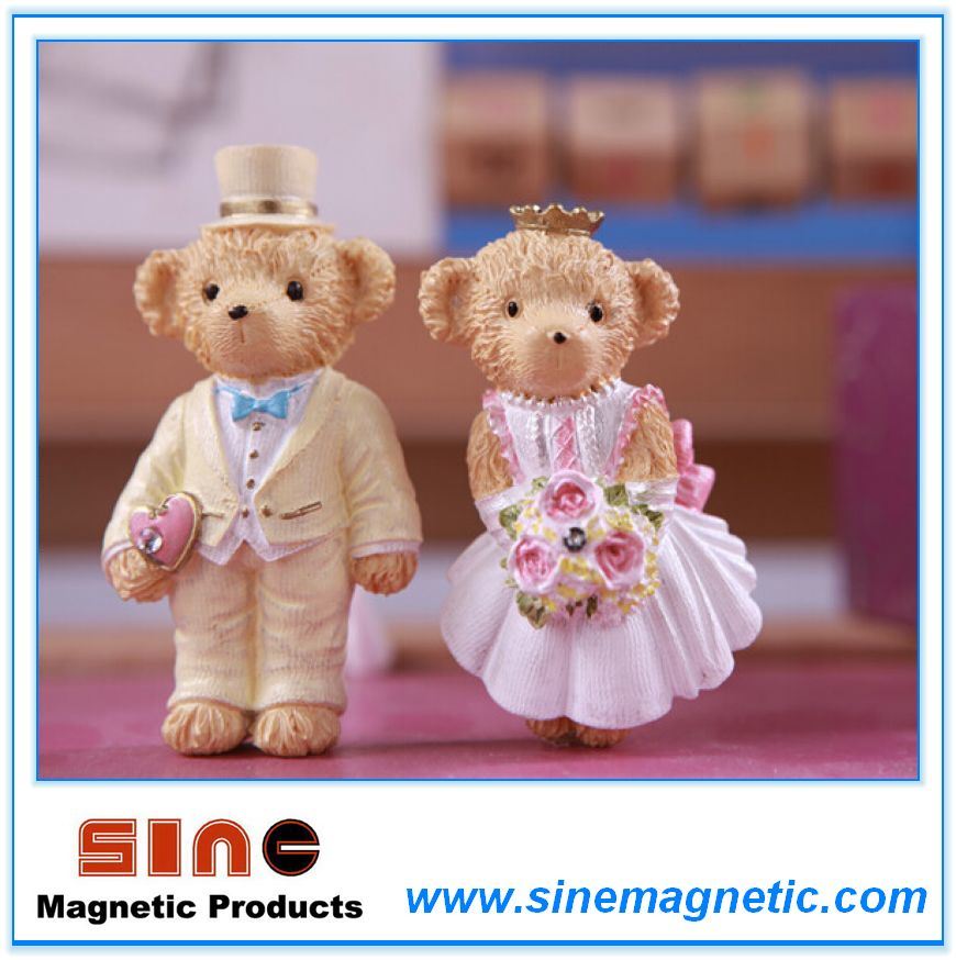 Cute Cartoon Wedding Teddy Bear Crafts Resin Fridge Magnet Sticker//Decoration