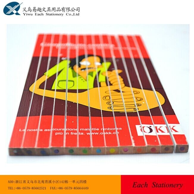 2014 Hot Sales, 7'&3.5', 6/8/12/13 PCS, Hb Drawing Square Colour Puzzles Pencil for Customer Logo