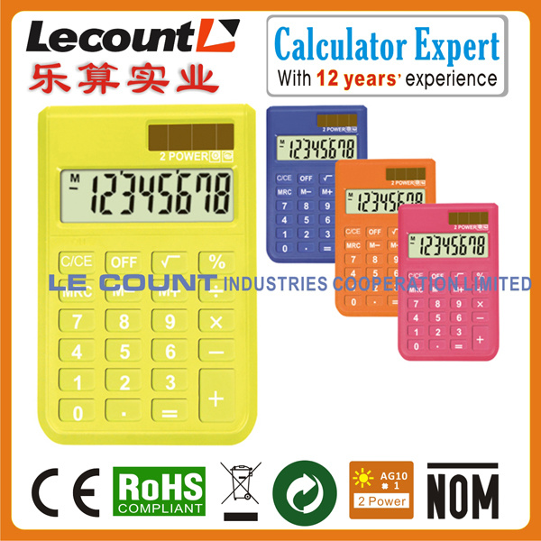 8 Digits Dual Power Small Pocket Calculator with Various Optional Colors (LC395A)