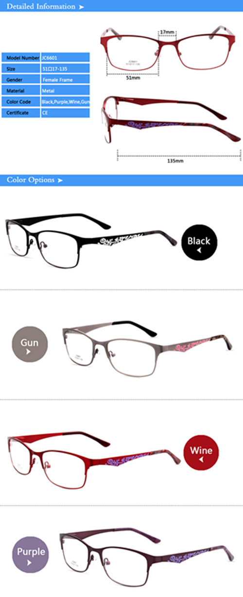 2015 Newest Female Metal Jc6601 Optical Frame, Eyeglasses, Eyewear