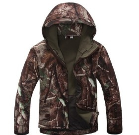 Tree Camo Waterproof Breathable Soft Outdoor Sharkskin Soft Shell Coats Jacket Hoodie