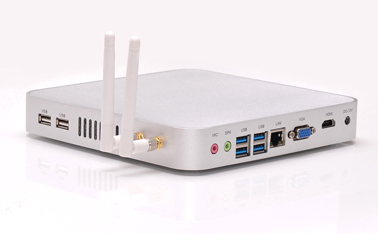 Fanless Design Mini PC with 1* VGA, 1*HDMI, 1*RJ45, 6*USB