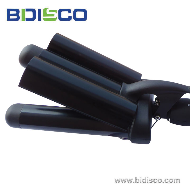 LCD Display Swivel Cord Triple Barrel Curling Tongs (A6332)