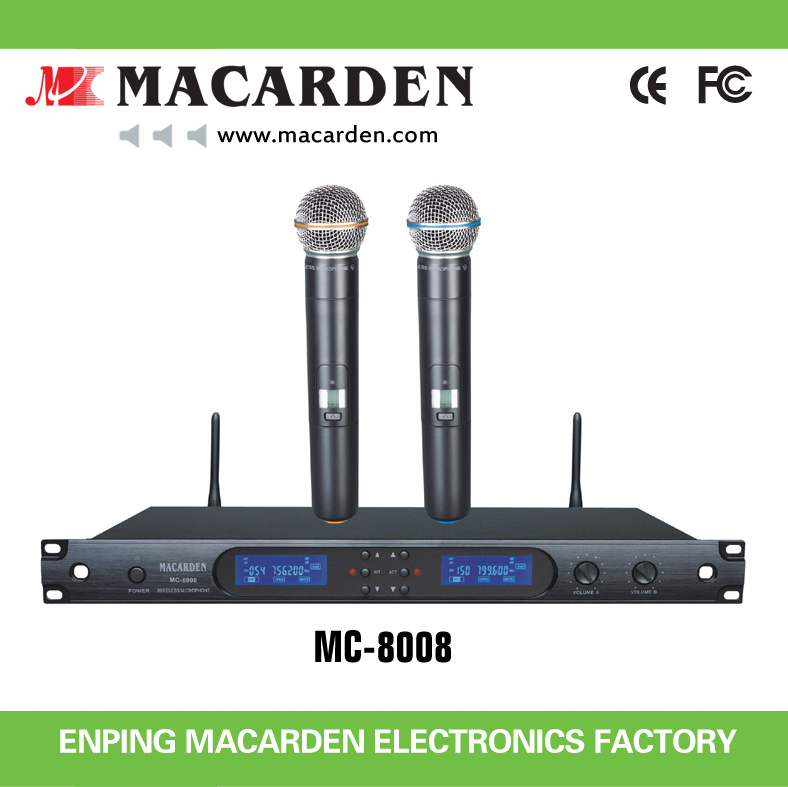 UHF Pll Dual Channel Wireless Microphone (MC-8008)