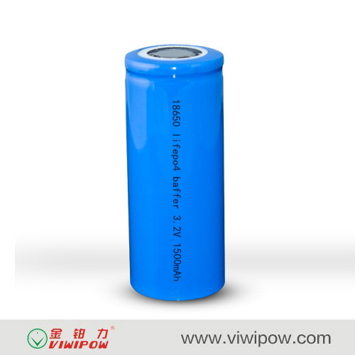 Customized Rechargeable Lifep04 Battery with 1500mAh (VIP-18650-1500)