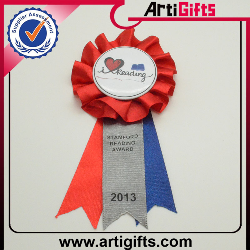 Promotion Customized Button Badge with Colorful Ribbon
