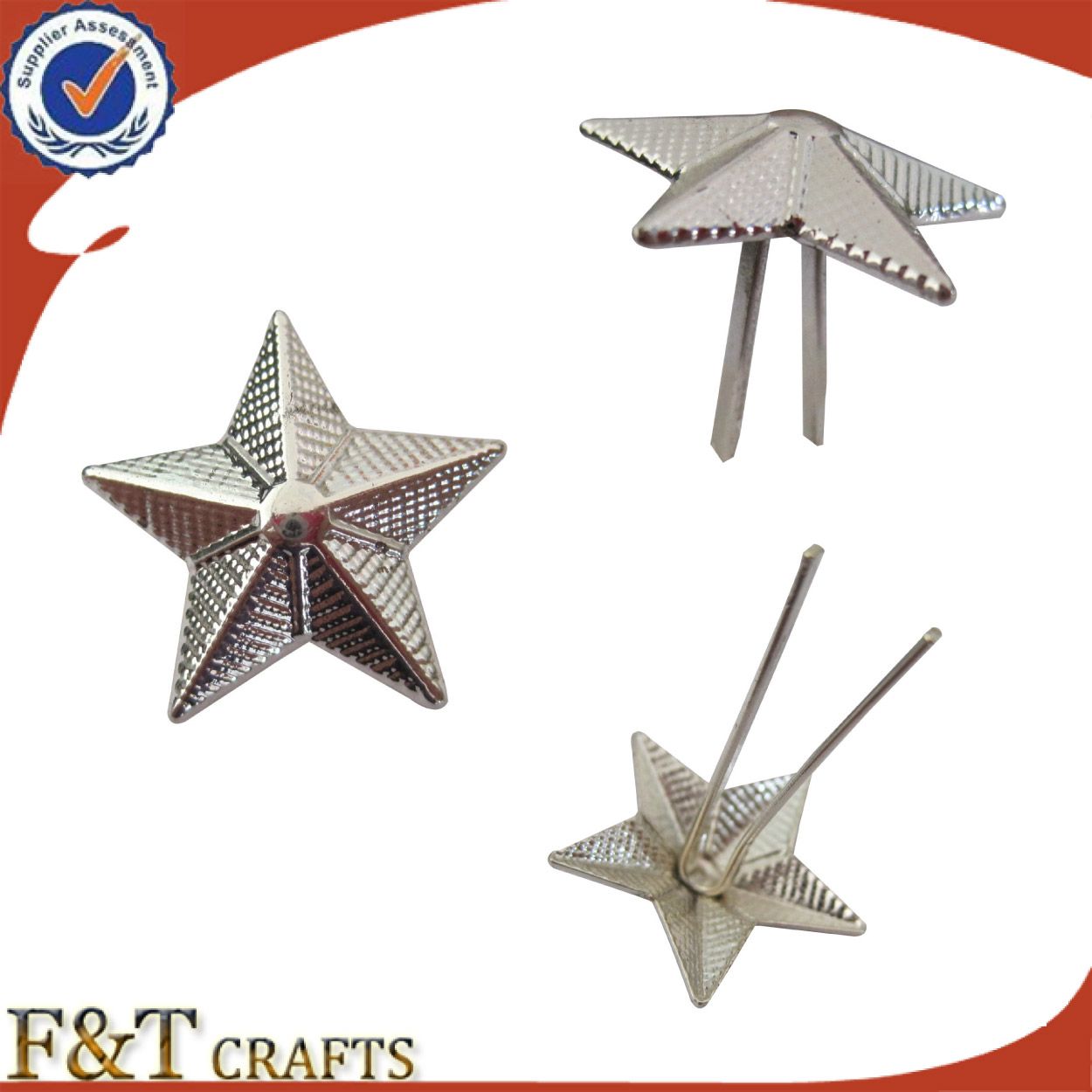 Custom Star Shape Stamping Brass Plating Nickle U Shape Needle Badge/Custom Metal Pin Badges/Blank Button Badge Wholesale