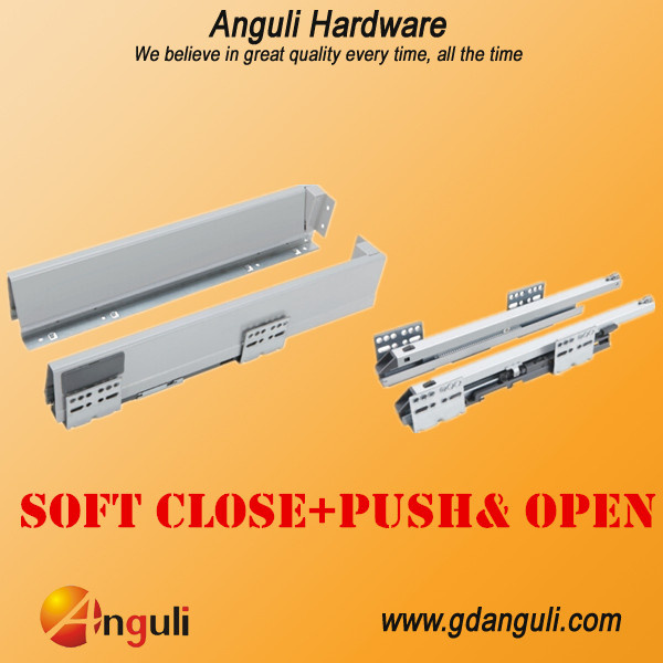 Double Wall Drawer Slide Push&Soft Close Slide