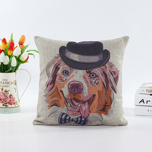 Decorative Faux Linen Transfer Print Cushion Fashion Dog Pillow (LPL-648)