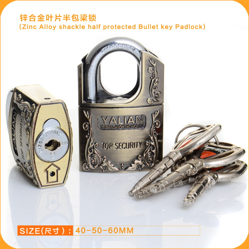 Top Security Zinc Alloy Shackle Half Protected Bullet Key Padlock