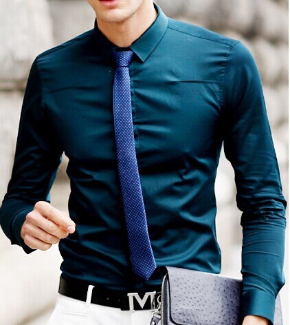 100% Cotton Satin Long Sleeves Men's Dress Shirt