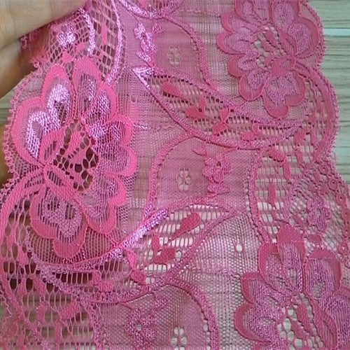 Nylon Spandex Matched with Silver Thread Lace Trim for Lingeries