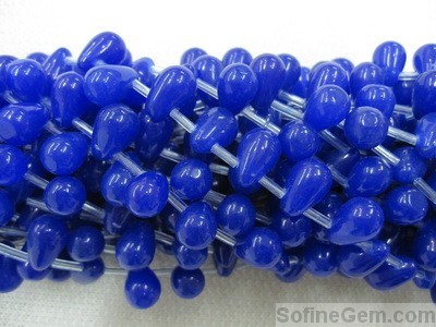 Royal Blue Jade Teardrop Gemstone Beads (SFDR1009)