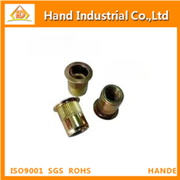 Flat Head Knurled Body Open End Rivet Nut Fasteners