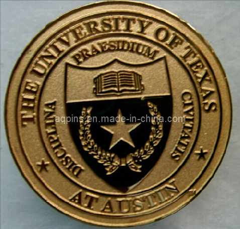 University Metal Sandblasting Pin Badge in Gold Badge (badge-004)