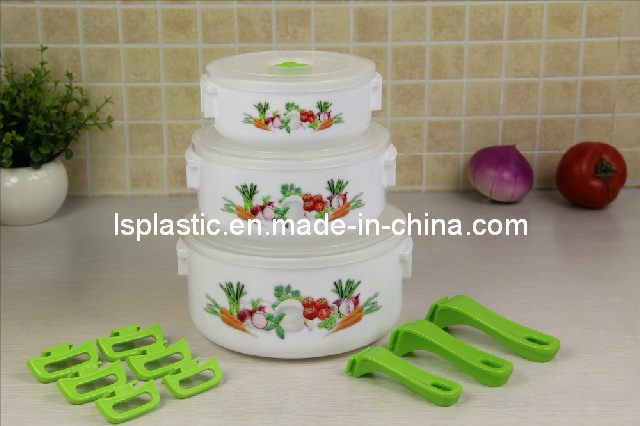 3 PCS Multifunction Plastic Food Containers with Detached Handles (LS-1006)
